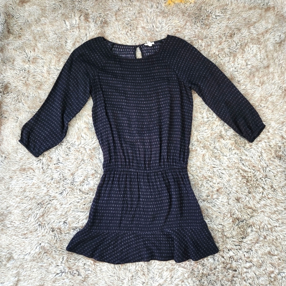 Soft Joie Zandi Dress Blue Polka Dot 3/4 Sleeve Mini Dress Women's Size XS‎